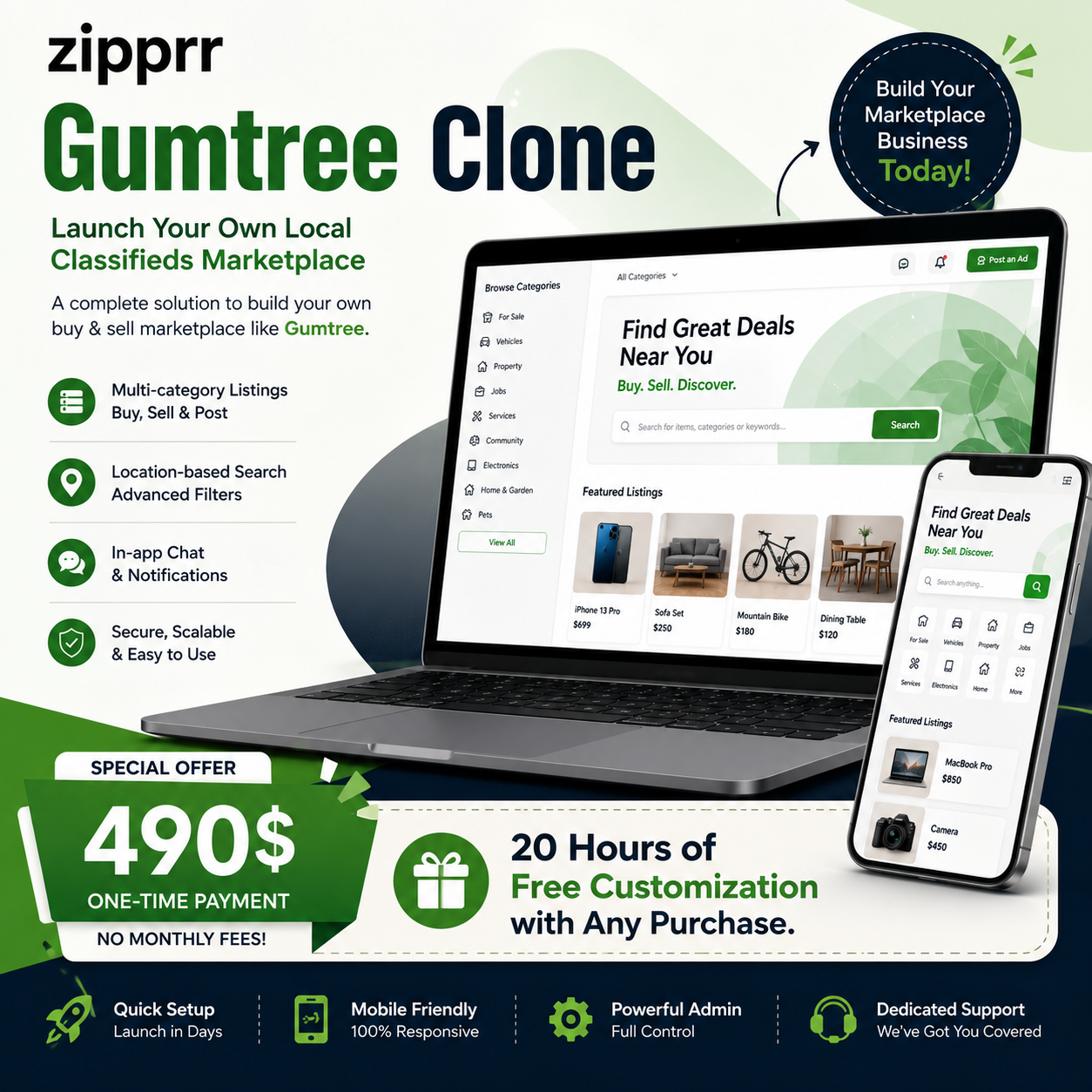Zipprr Gumtree Clone: A Turnkey Classified Marketplace Solution – $490